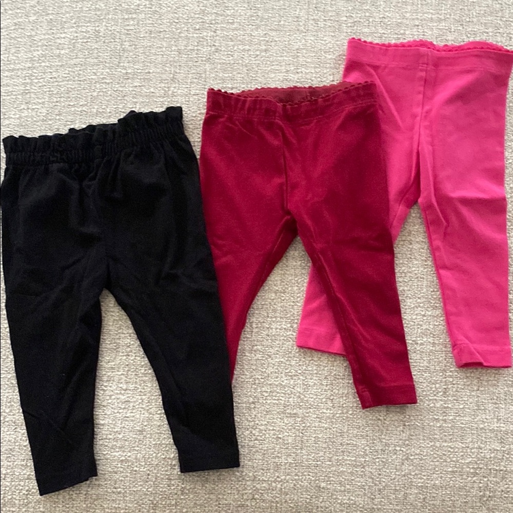 Kids Leggings Set - Black, Red, and Pink